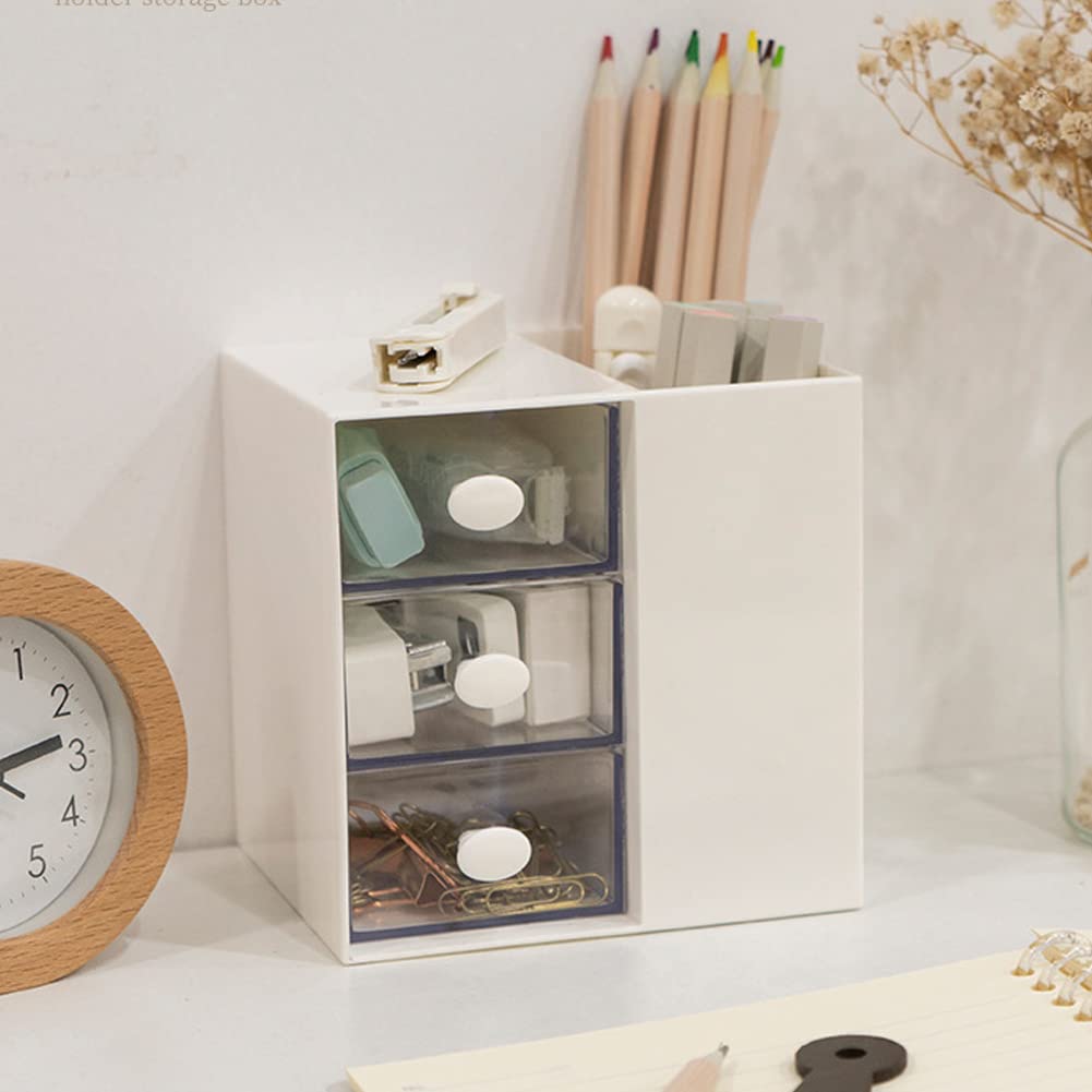Multi-Functional Pen Holder, Pen Organizer for desk, Desk Organizer with 5 Compartments, Storage Rack for School Home Office Art Supplies, Gift for Teachers, Classmates, and Friends (White)