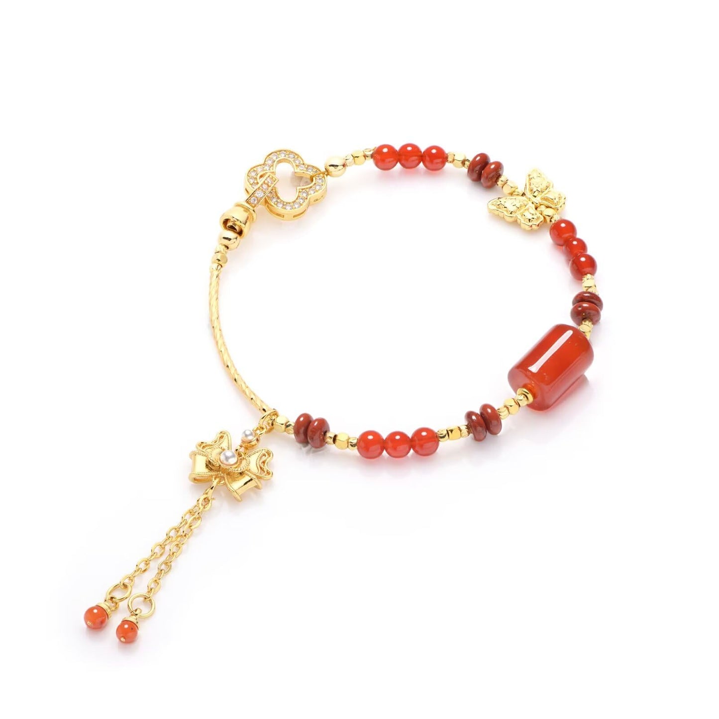 Corajeely Natural Crystal Bead Bracelet, Beaded Bracelets for Women, Comes with Red Agate, Fashion Jewelry Gift