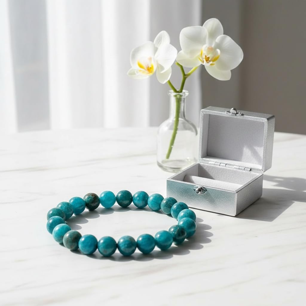 Yochus 60pcs Blue Apatite Stone Beads，6mm Healing Power Natural Stone Round Loose Beads for Jewelry Making Earring Necklace DIY Crafts