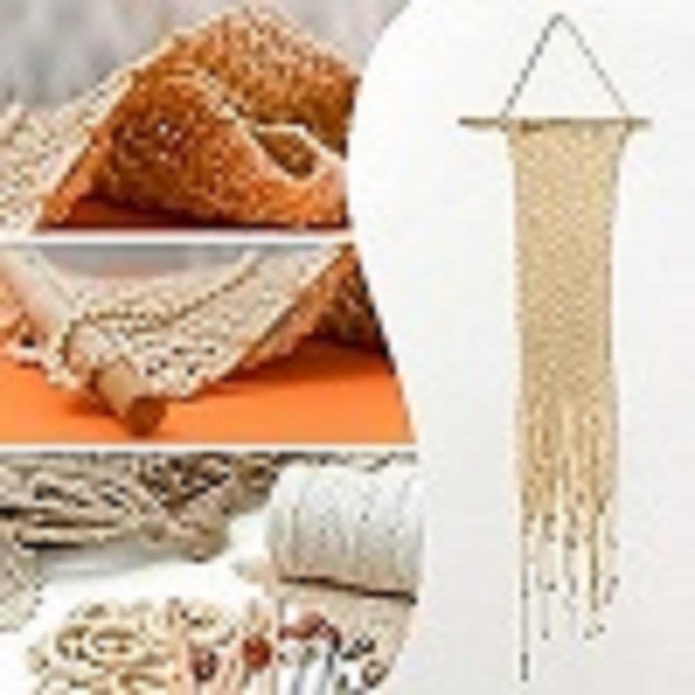 Macrame Kit for Beginners 227pcs – Macrame Wall Hanging Kit & Plant Hanger Kit, 225Y 3mm Cotton Cord, Wooden Beads Dowels Rings, DIY Craft Kit for Adults, Macrame Starter Kit Supplies