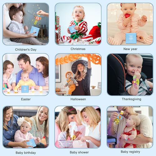 Wrist rattles for Babies 0-24 Months Baby Animal Hand & Foot Finder Educational Toys (4W)