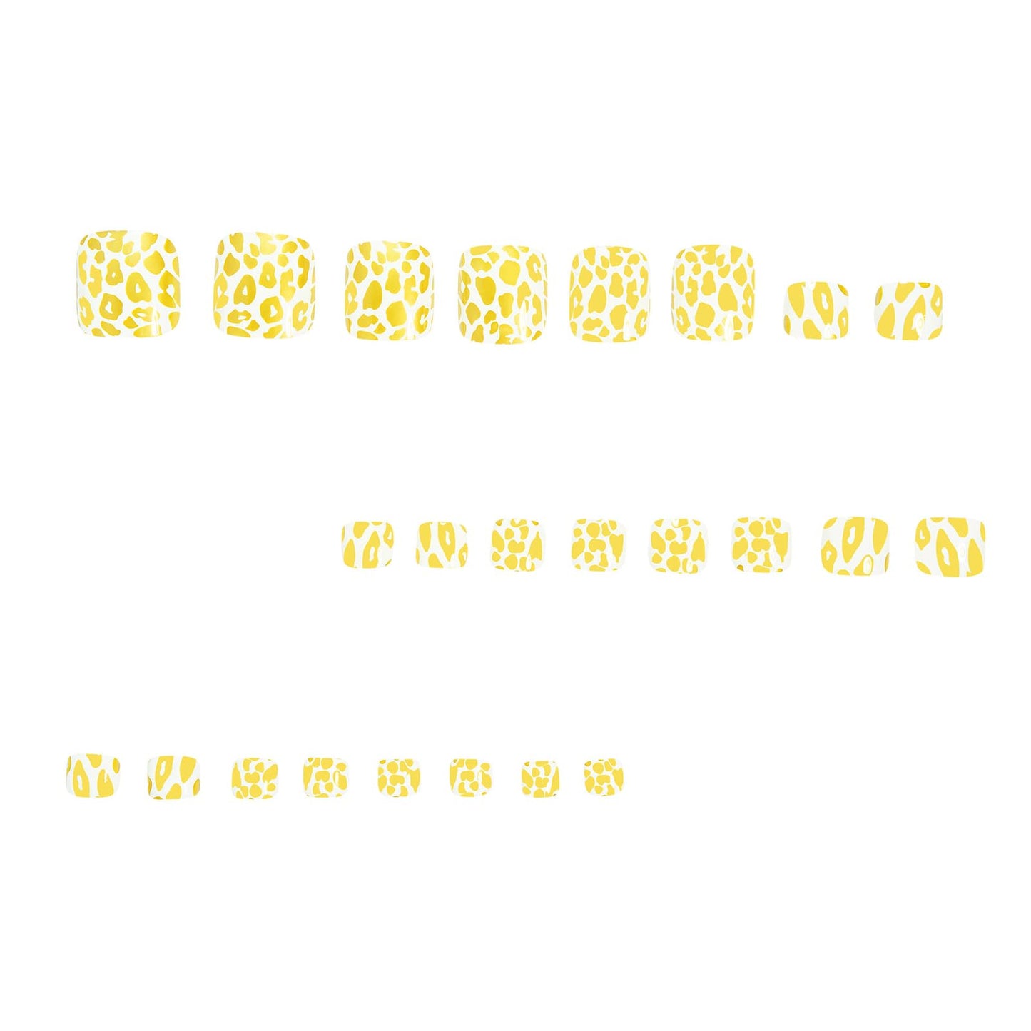 IMRAIN Press on Toenails Short Square Fake Toe Nails with Golden Leopard Print Designs Summer Glossy Acrylic False Toe Nails Artificial White Full Cover Stick on Toenails 24Pcs