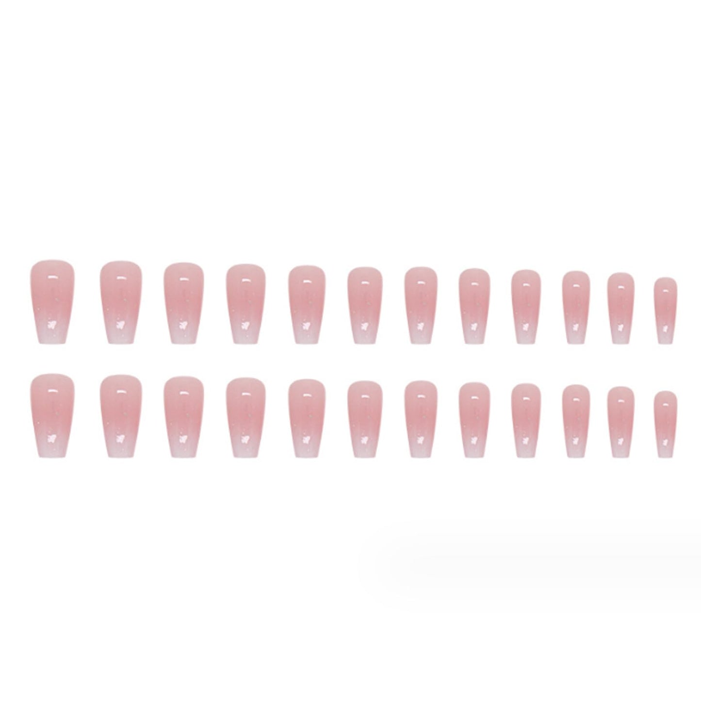 Hkanlre Bling Coffin Press on Nails Fake Nails Tips Full Cover Medium False Gradient Nails for Women and Girls 24PCS (Coffin pink)