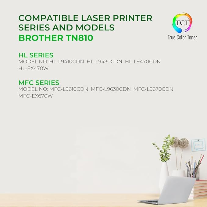 TCT TN810 Toner Cartridge 5 Pack - Compatible Replacement for Brother TN810 TN-810 Works with Brother HL‐L9410CDN L9430CDN MFC‐L9610CDN Printers (Black Cyan Magenta Yellow)