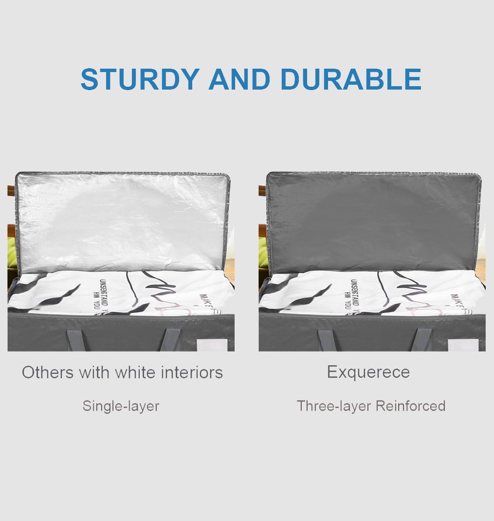 Three-layer Reinforced Moving Bags, 6 Pack Extra Large 93L 60lb Heavy Duty Moving Totes with Strong Zippers & Handles, Easy Open Lids, Water-Resistant, Storage Totes, Fold Flat