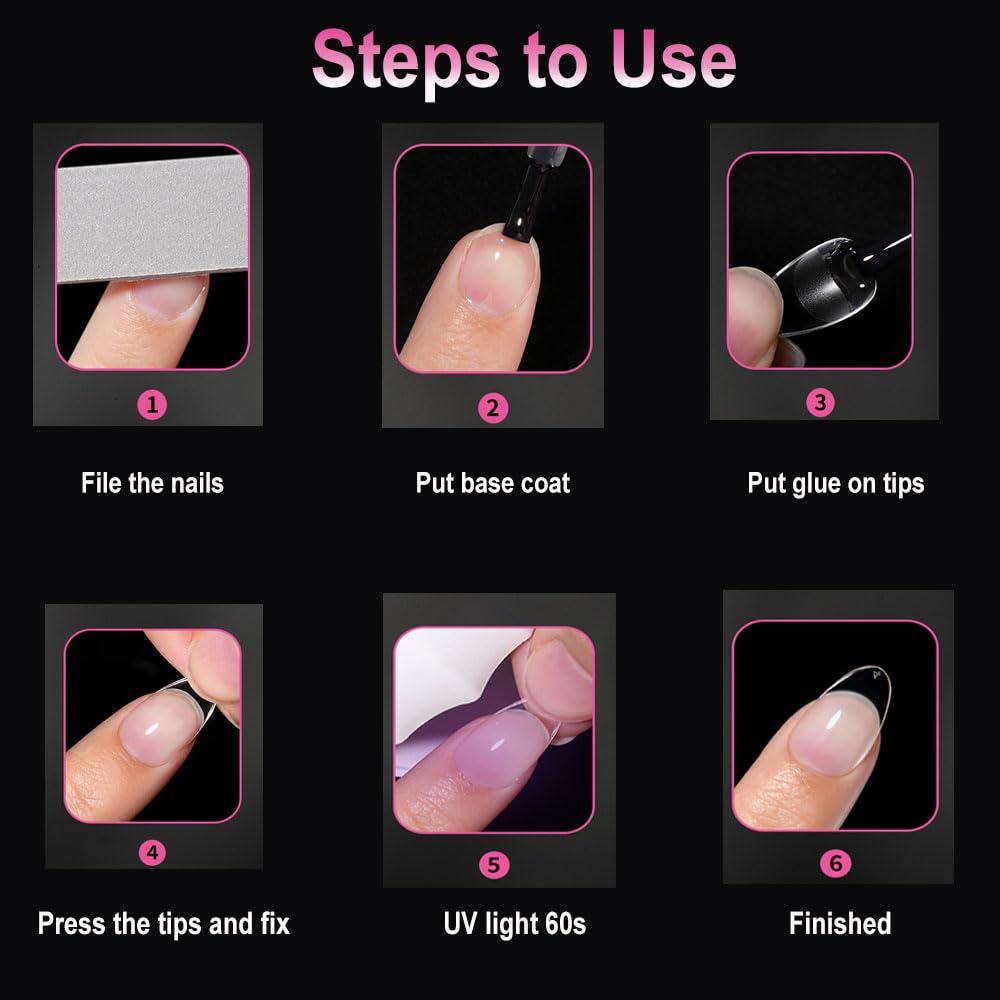 SITELENABY Thick Natural Almond Nail Tips,600PCS Soak Off Gel Fake Nail Extension Press on Nails,Full Cover False Nails Acrylic Nails 15 Size 00-13,Nail Art DIY
