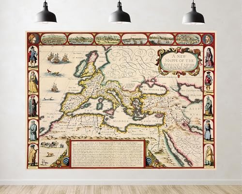 Trykid 20x10ft Ancient Roman Empire Map Backdrop Vintage Historical Photography Background Educational Display Party Decoration Tapestry Photo Booth Prop Fabric - size: 20x10ft
