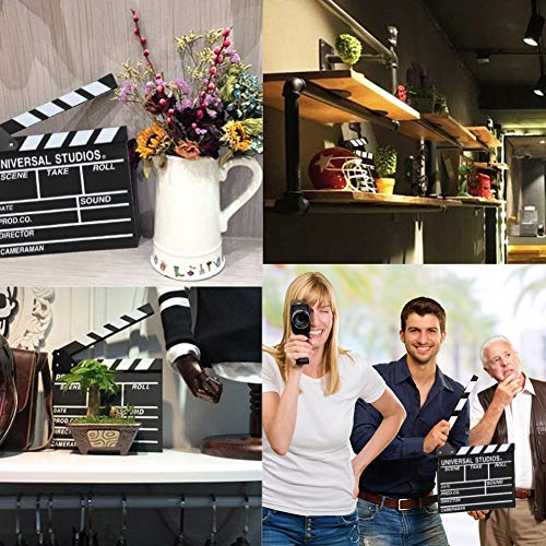 BIGOTTERS Movie Film Clap Board, Hollywood Clapper Board Wooden Film Directors Clapboard Photography Props for Movie Theme Party Decorations Night Party Accessory with Black & White, 12"x11"