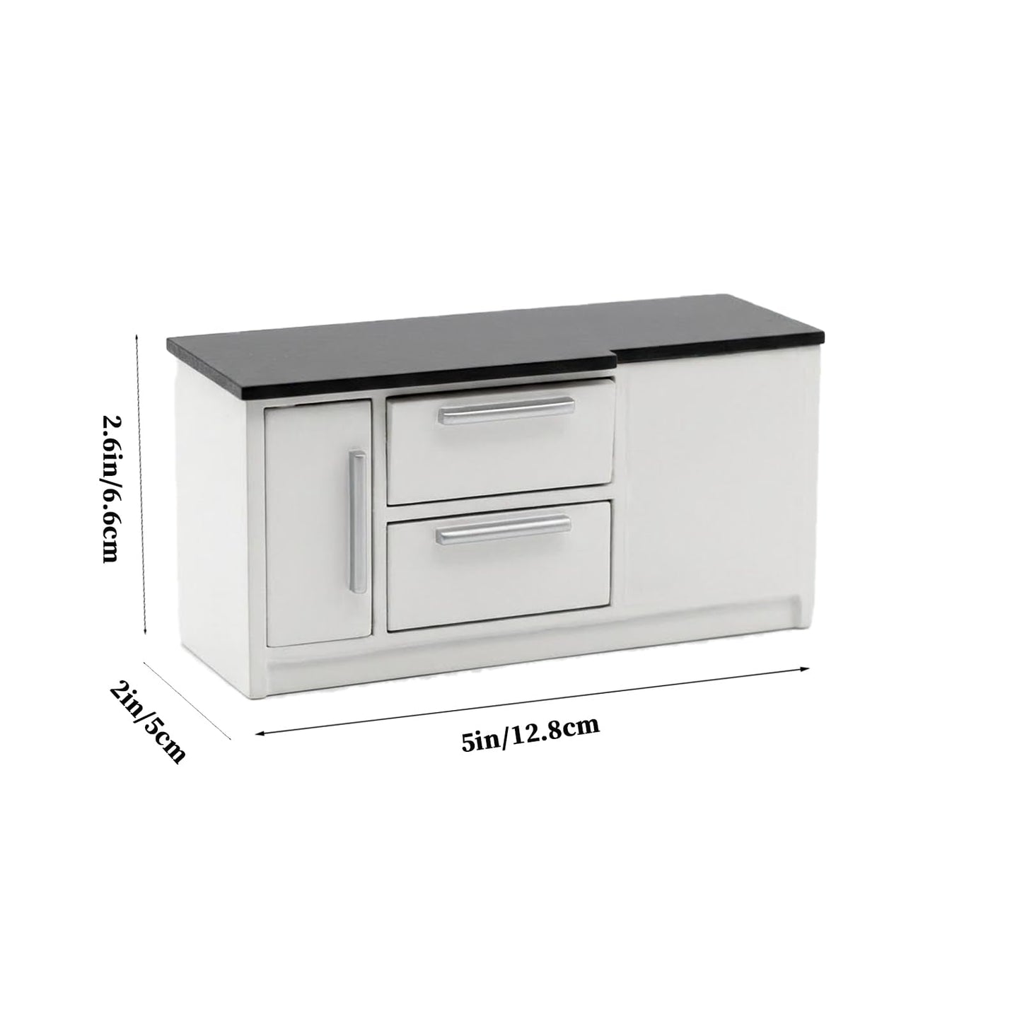 LOGOFUN Dollhouse Furniture Miniature Cabinet 1:12 Scale Wooden Rectangular Cabinet Model Mini House Decorations (Black)