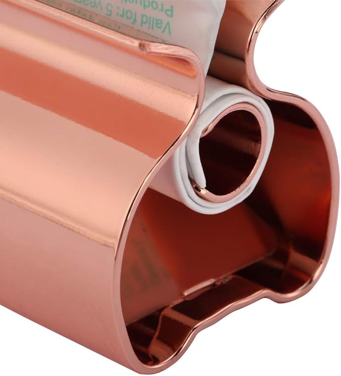 XYKEEY Toothpaste Tube Squeezer - Set of 2 Toothpaste Squeezer Rollers, Metal Toothpaste Tube Wringer Seat Holder Stand (Coral)