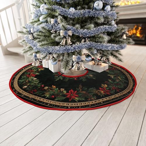 Patterns Christmas Tree Skirt 48 Inch Christmas Tree Decorations by Leo Walker Let It Snow Farmhouse Xmas Tree Skirt Ornaments Decor for Merry Christmas Holiday Party New Years
