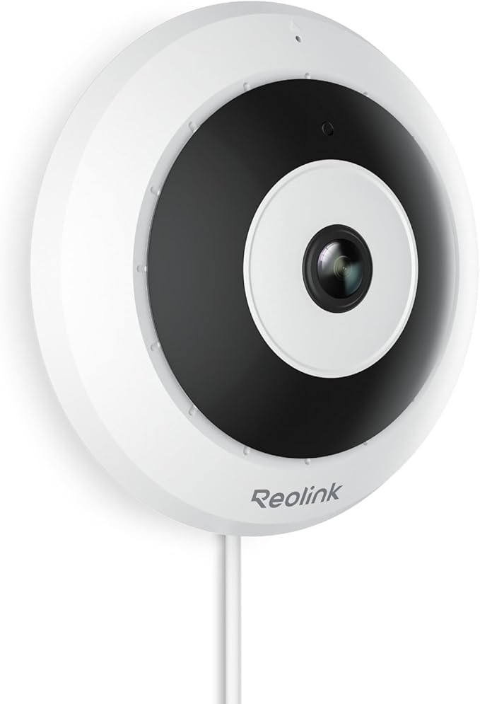 REOLINK 6MP PoE IP Fisheye Camera with 360° View, Surveillance for Home/Office Security, Smart Human Detection, Two Way Talk, Ceiling/Wall/Desk Mount, Multiple Panoramic Display Views, FE-P(White)