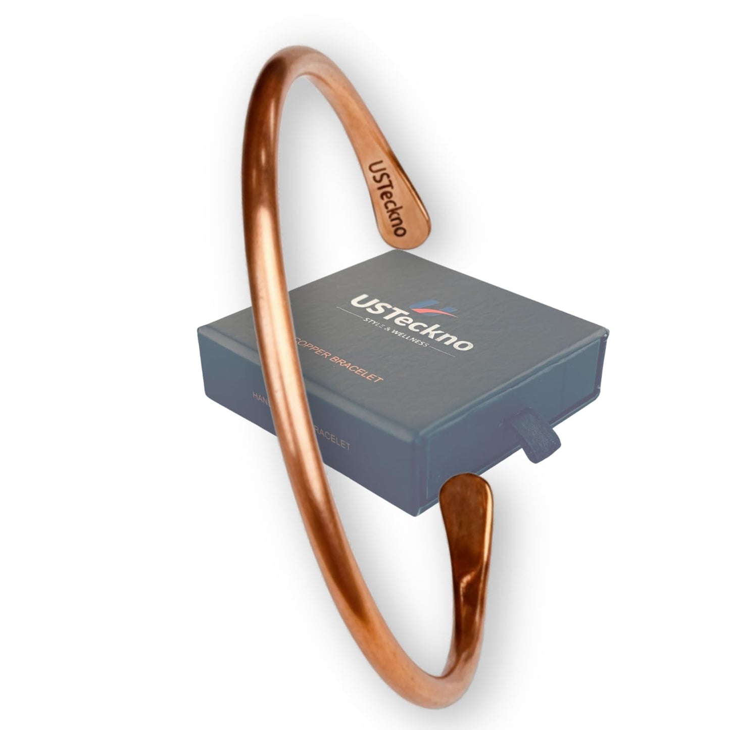 USTeckno Hand Forged 100% Pure Copper Bracelet. Made with Premium Solid High Gauge Copper and Health benefits. Enhance your well-being in style