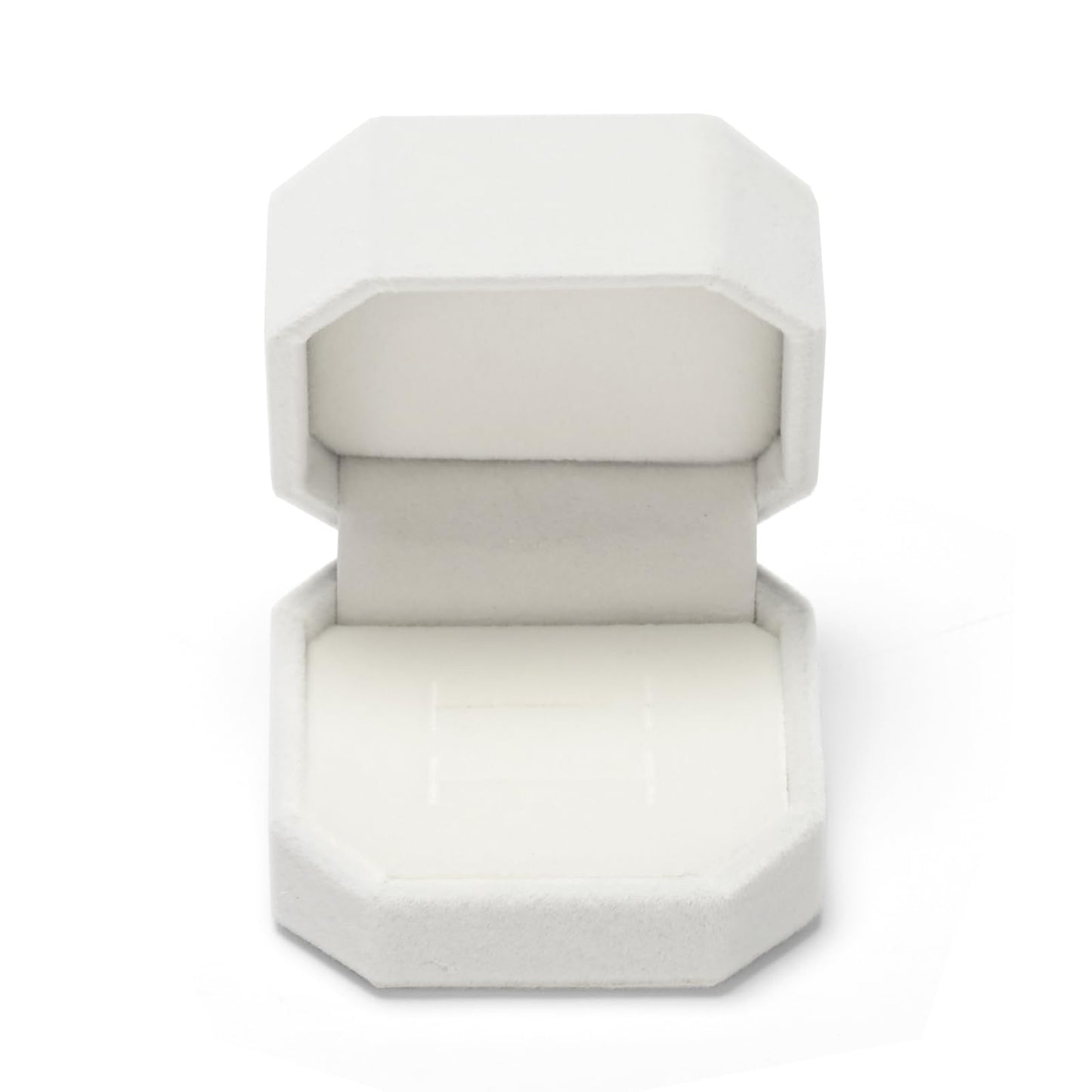 Papten Velvet Double Ring Box, 2 Slots Wedding Engagement Couple Jewelry Gift Holder for Birthday, Wedding, Valentine's Day, Mother's Day (White)