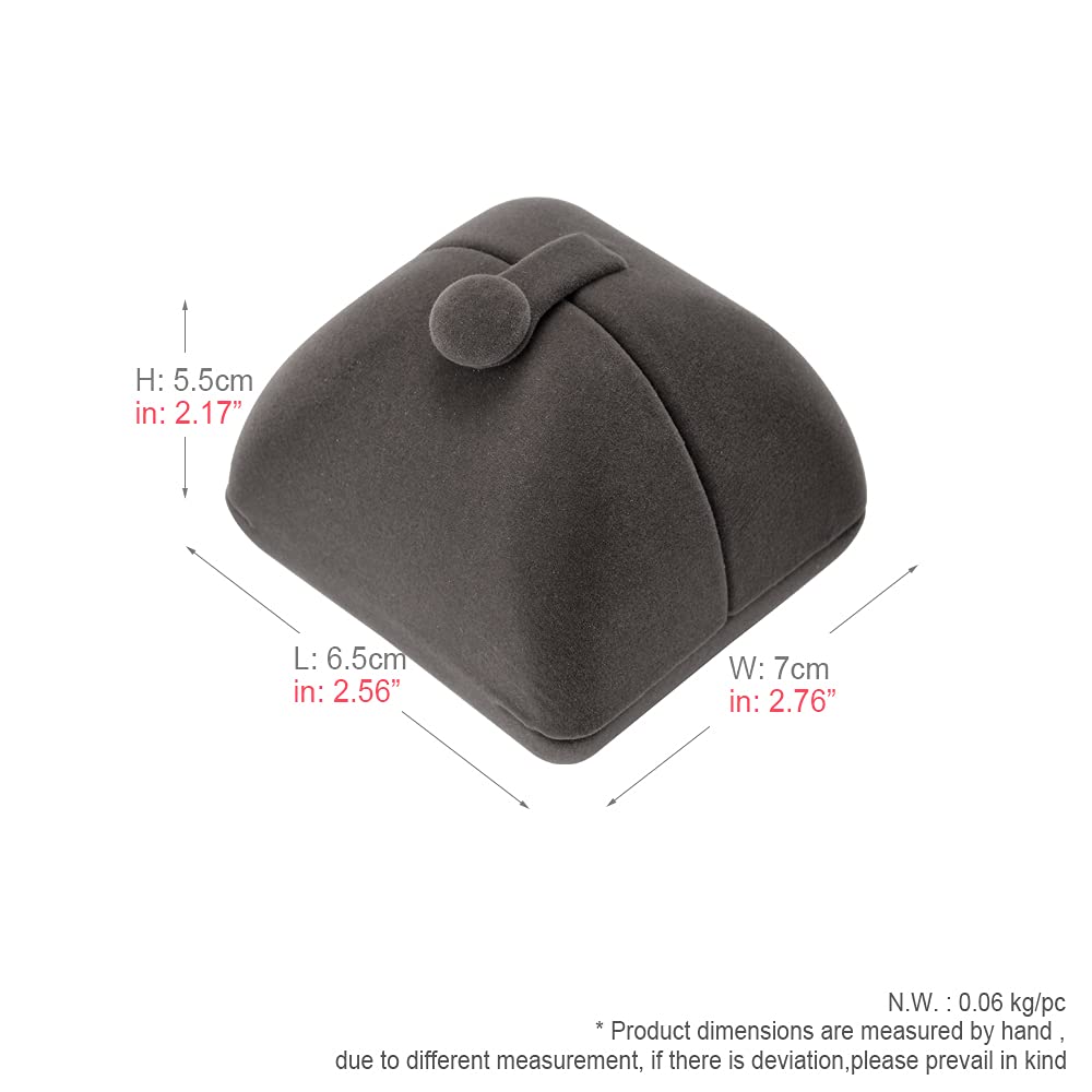 Papten 180° Open 2 Slots Velvet Ring Box Ring Holder Ring Bearer Box Wedding Day Jewelry Gift Box For Engagement Proposal Wedding (Gray)