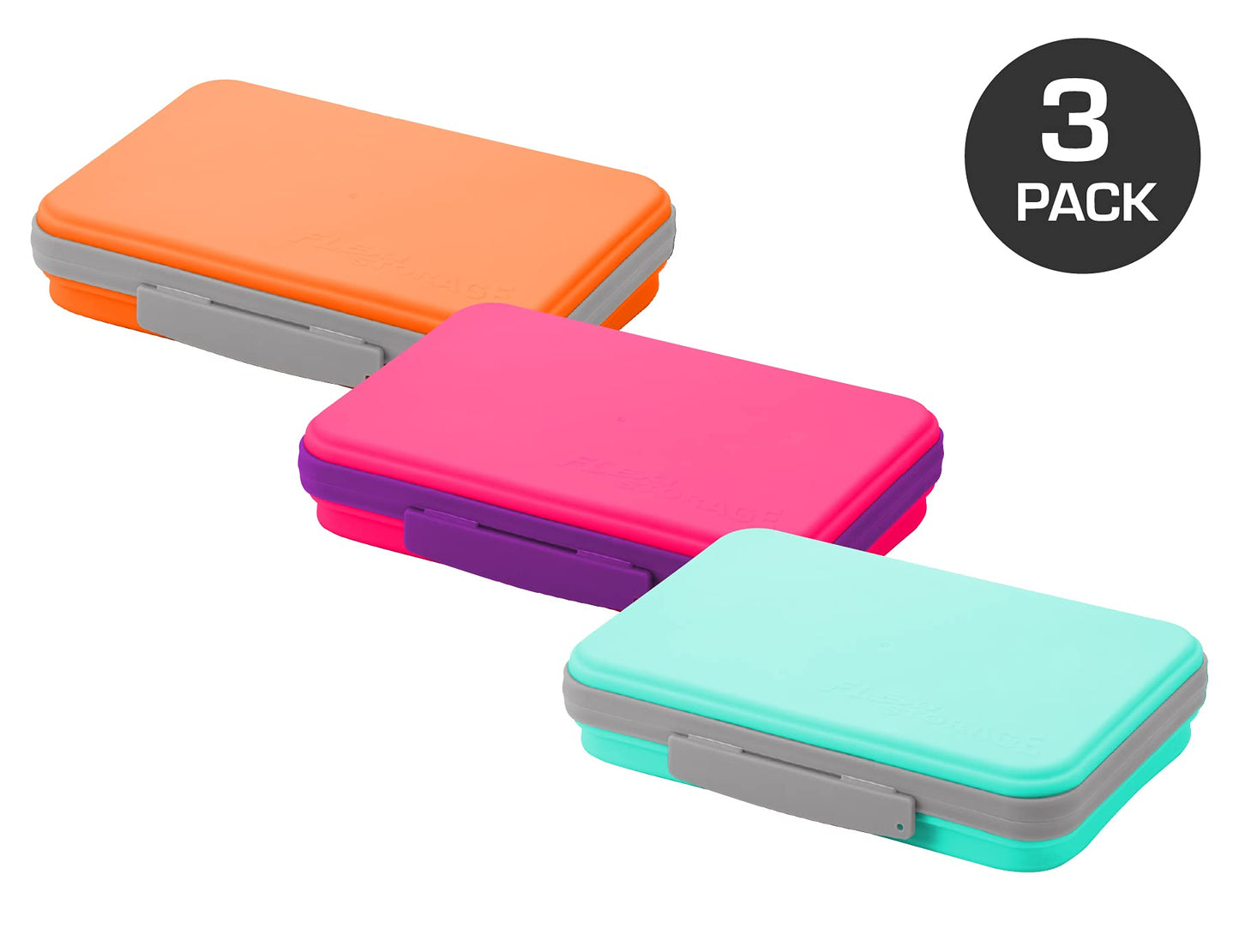 It's Academic Flexi Storage Box with Lid, Collapsible Pencil Case Design for Craft and School Supplies, 3-Pack