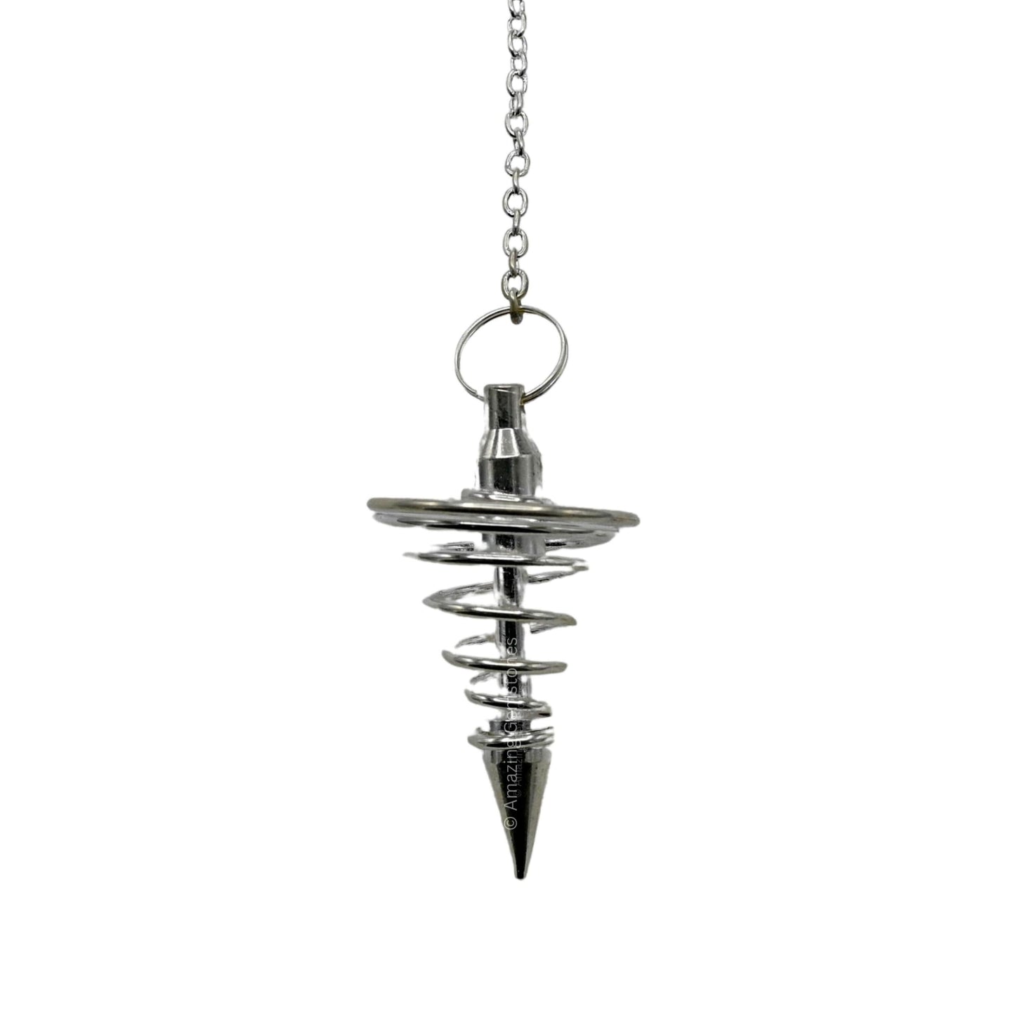 Amazing Gemstone Healing Metal Pendulums for Divination, Silver Spiral Coil Steel Copper Pendulum High Energy Pendulo de Bronce Pendulos de Mesa MP18