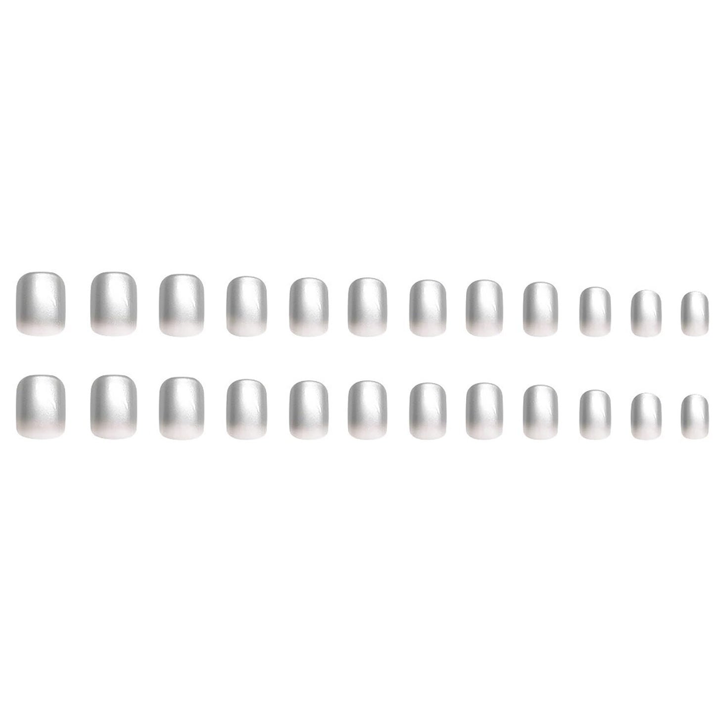 Chrome Press on Nails Short Square MABKJLF Fake Nails White Gradient False Nails with Designs Silver Mirror Full Cover Glossy Glue on Nails Acrylic Nails for Women Girls 24 Pcs