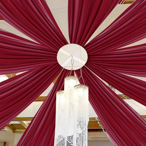 DUOBAO Burgundy 5x20ft Chiffon Ceiling Drapes 6pc Elegant Sheer Wedding Backdrop Curtains Ideal for Tent, Banquet Hall, and Photography - color: Burgundy, size: 60"W x 240"L (Pack of 6)