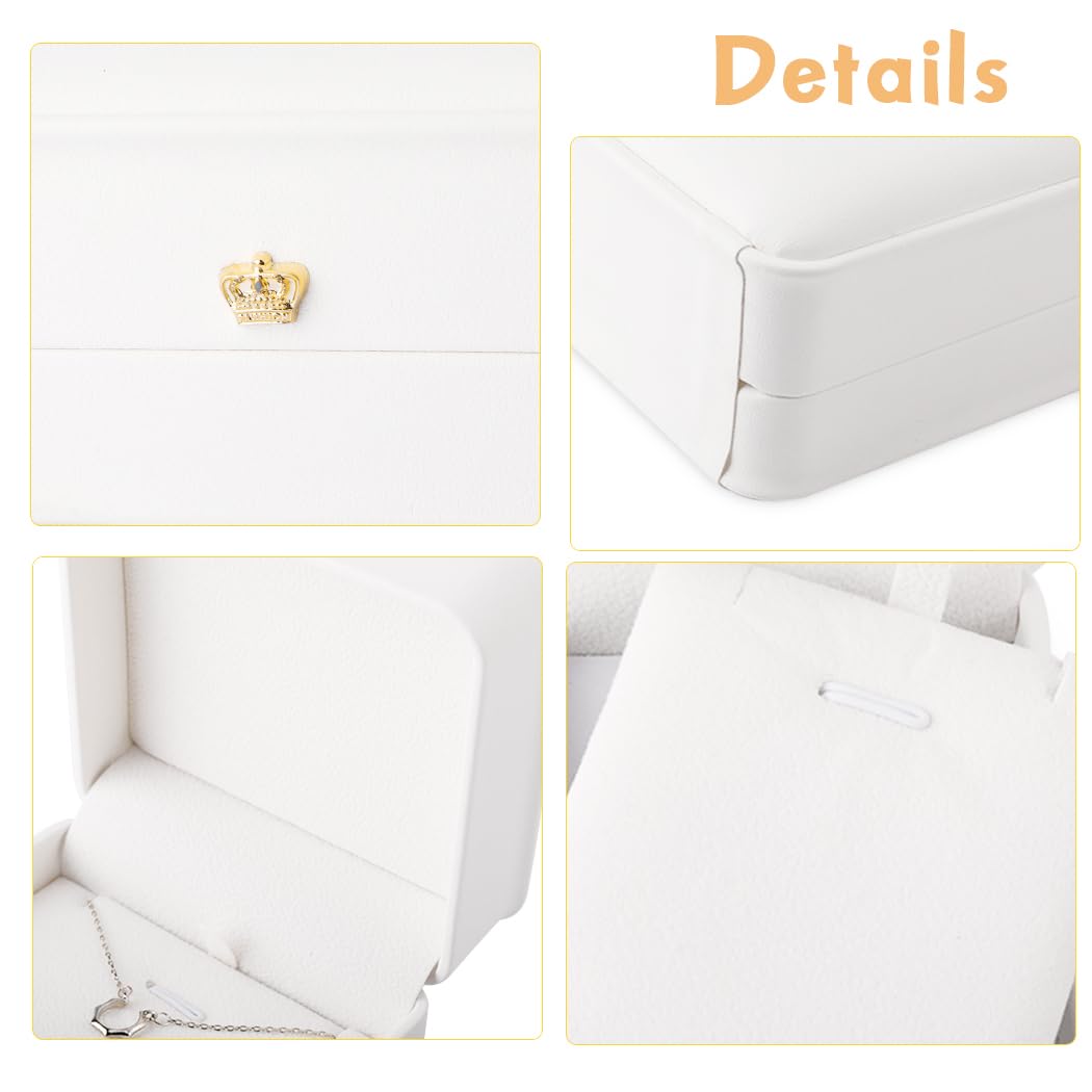 iSuperb 2 Pcs Necklace Pendant Box Velvet Interior Bracelet Jewelry Gift Box Chain Necklace Display Storage Case for Engagement Proposal