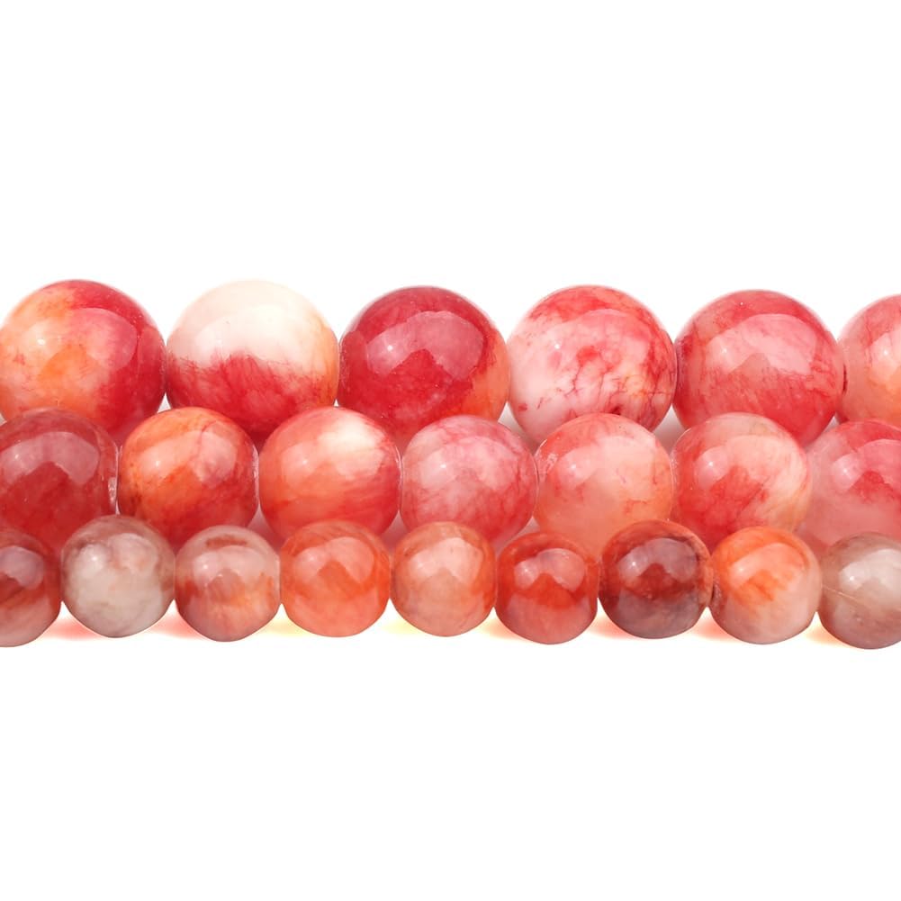 Yochus 60pcs 6mm Red Persian Jade Energy Healing Round Bulk Gemstone Beads for Jewelry Making Bracelet Necklace Earring DIY