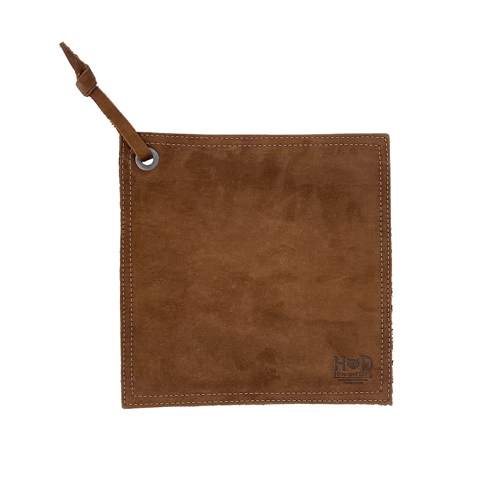 Rustic Leather Hot Pot Pad (Potholder), Double Layered, Double Stitched and Handmade by Hide & Drink (Swayze Suede)