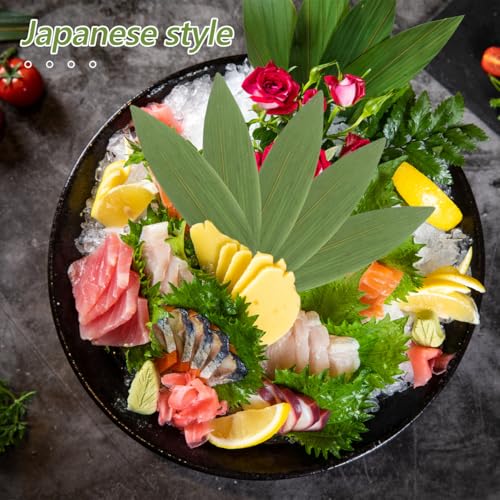IMIKEYA 100Pcs Bamboo Leaves for Food - Sushi Bamboo Leaf Sashimi Presentation Japanese Food Plating Decoration for Restaurants Home Holiday Party
