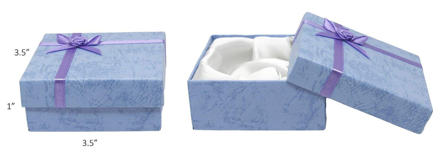 888 Display USA, Inc Cardboard Jewelry Bangle Gift Boxes with Rosebug Bows in Assorted Colors 3.5" X 3.5" X 1" (Pack of 8)