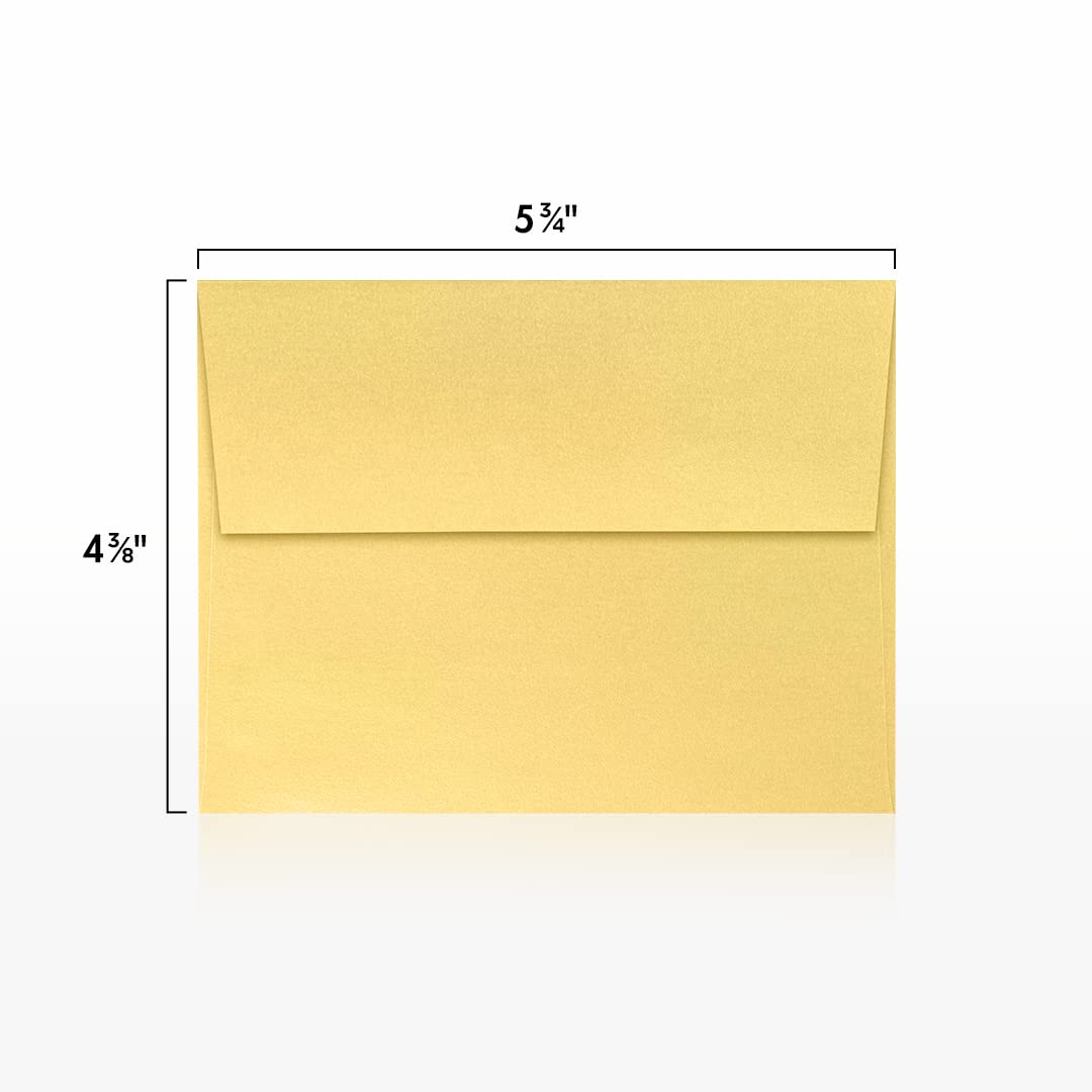LUXPaper A2 Invitation Envelopes | Peel & Press | 4 3/8" x 5 3/4" | Gold Metallic | 80lb. Text | 50 Qty