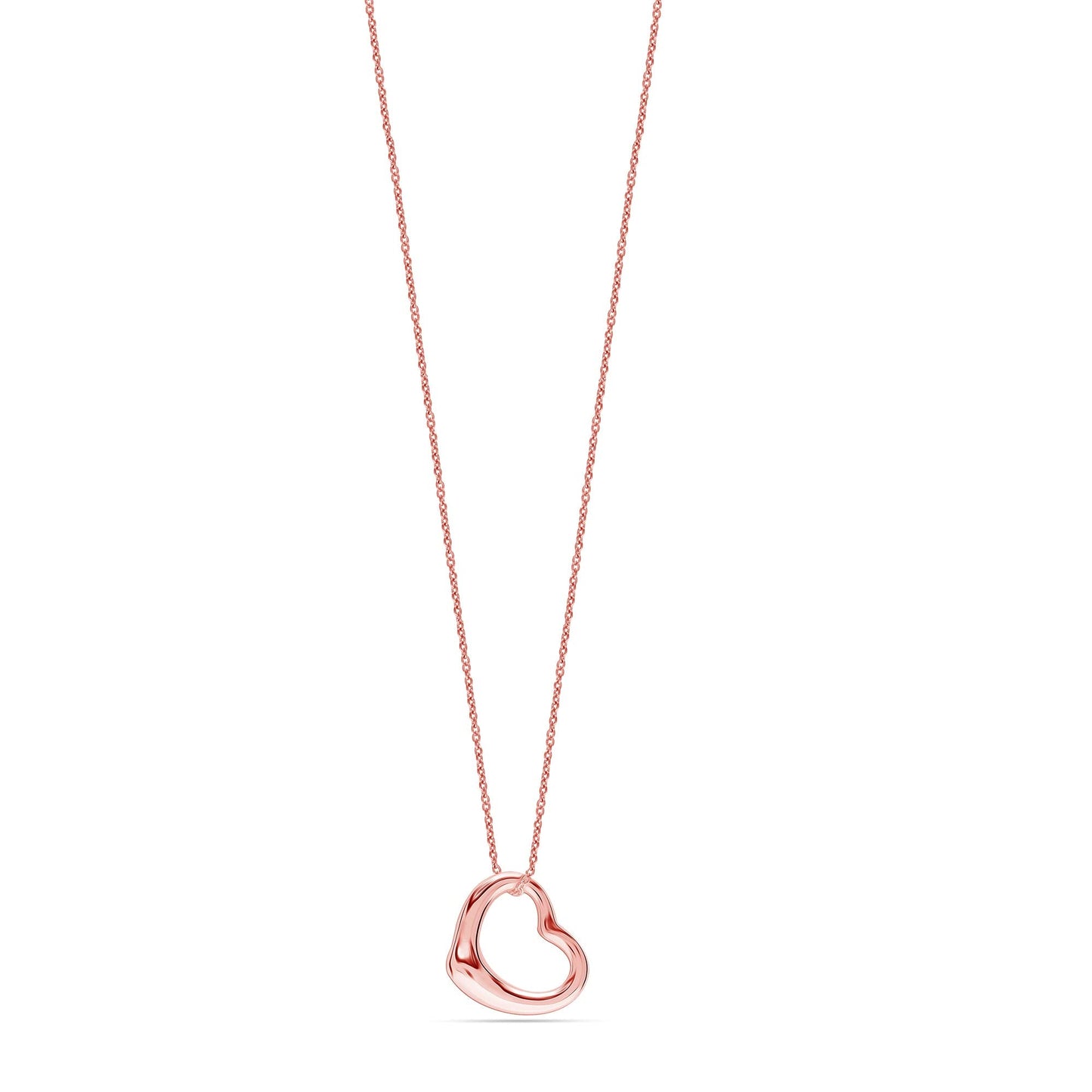 LeCalla 925 Sterling Silver Rose-Gold Plated Love Open Heart Pendant Necklace for Women