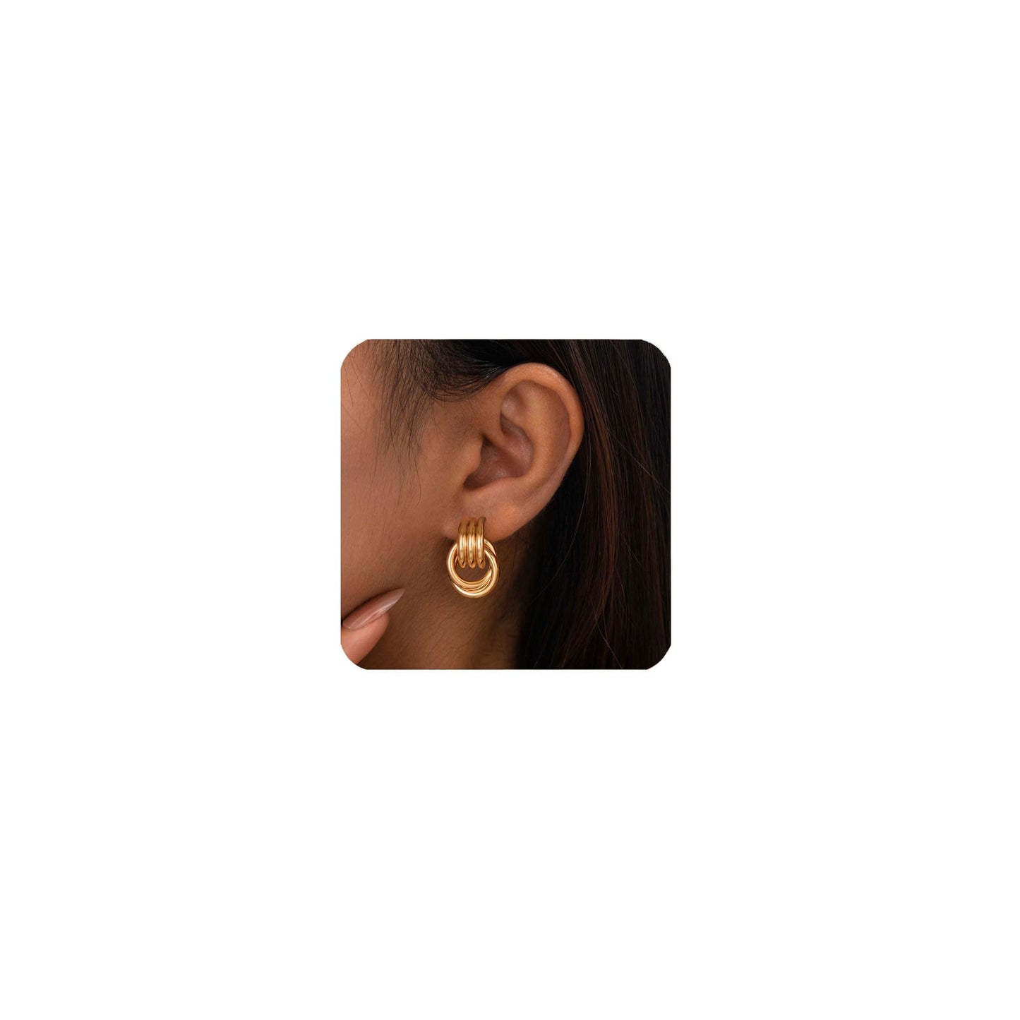 Gold Plated Knot Earrings for Women Chunky Gold Drop Dangle Earring Trendy Golden Knotted Link Earring Jewelry