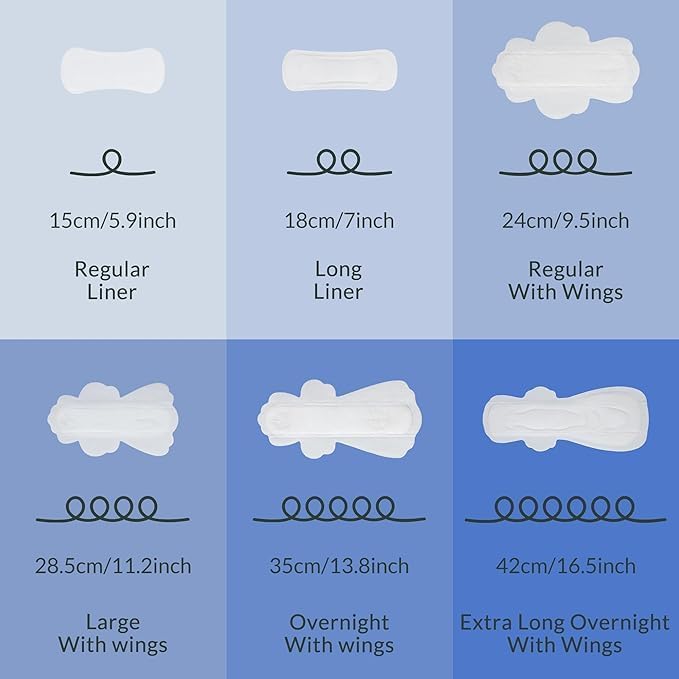 100% Organic Overnight Pads for Women, Ultra Thin Extra Heavy Flow Sanitary Pads with Wings Cotton Menstrual Pad Extra Coverage Period Pad Super Absorbency Feminine (Overnight, Size 5, 12 Ct)