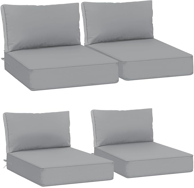 AAAAAcessories Outdoor Deep Seat Cushions, Waterproof, Fade-Resistant Patio Furniture Replacement Cushions, 25.5" x 25.5" x 5" + 25.5" x 13.5", Set of 4, Gray