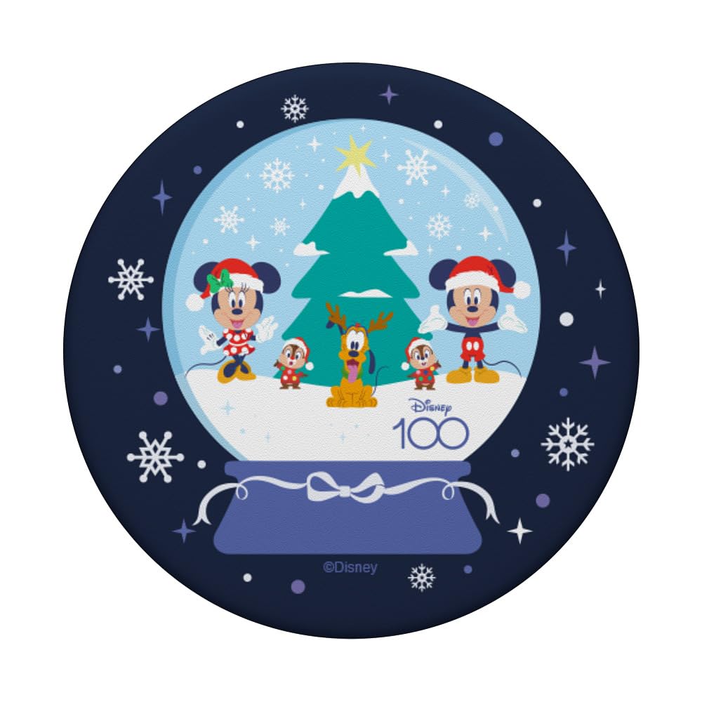 Disney 100 Mickey Minnie Chip Dale Pluto Christmas Snowglobe PopSockets Standard PopGrip