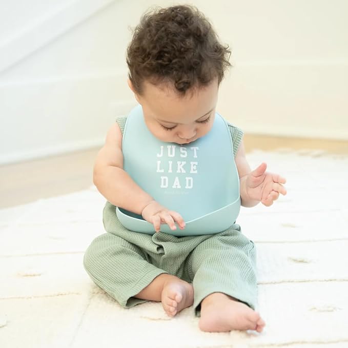 Bella Tunno Wonder Bib - Adjustable Silicone Baby Bibs for Girls & Boys, Durable and Waterproof BPA Free Silicone, Just like Dad