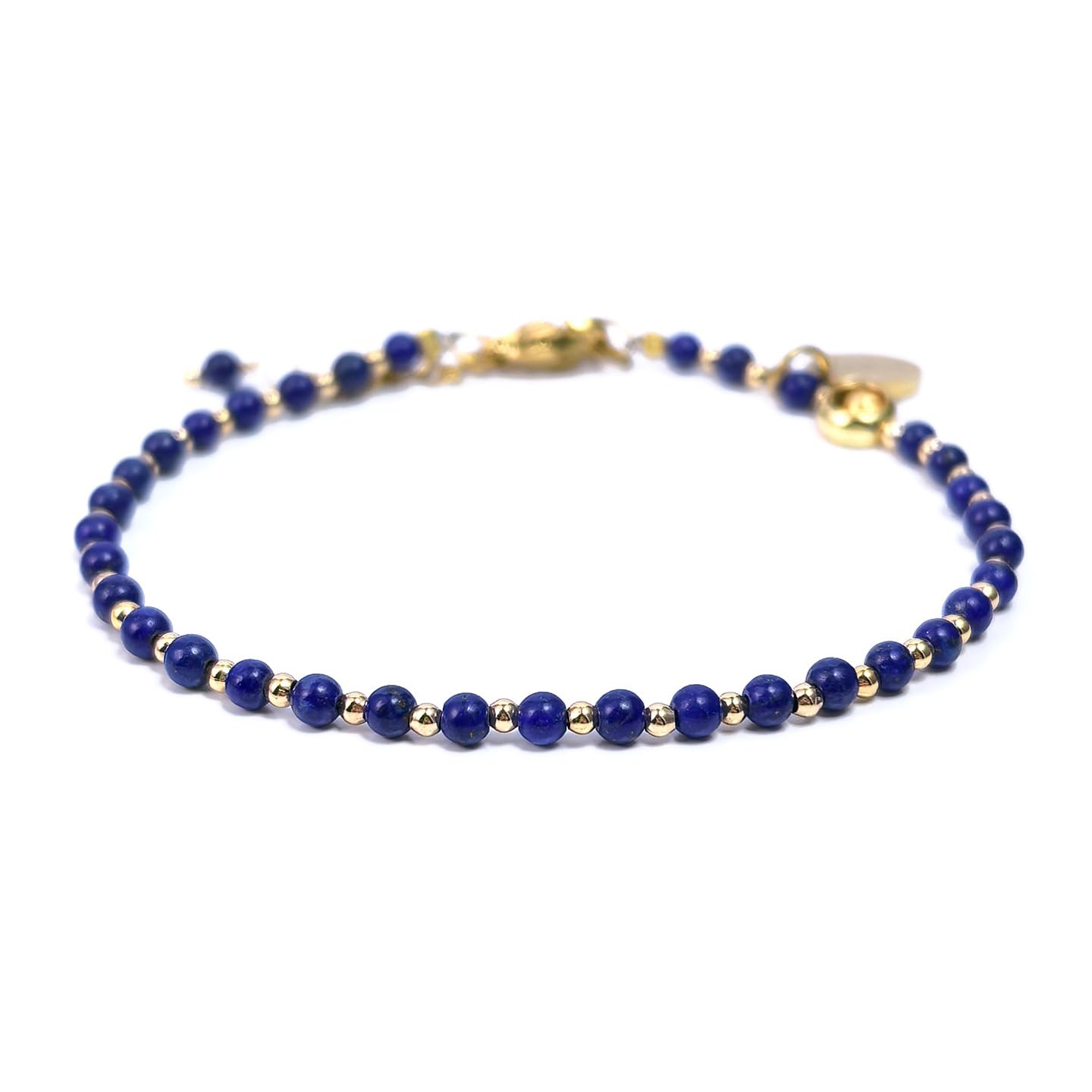 Morchic 3mm Blue Lapis Lazuli Natural Gemstone Beaded Bracelet for Women, Dainty Tiny Charm Jewelry, Adjustable 7.1-8.6", Ideal Birthday Holiday Gift