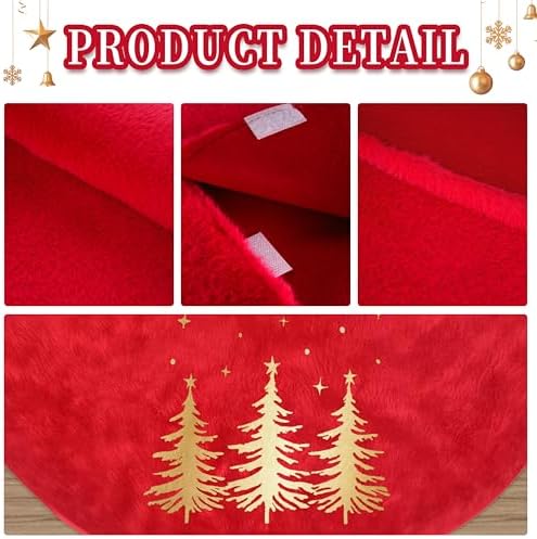Red Christmas Tree Skirt, 24 Inch Christmas Faux Fur Tree Skirt for 4 Ft Christmas Tree Xmas Small Tree Skirt for Christmas Tree Decorations Indoor Holiday Winter Farmhouse Decorations