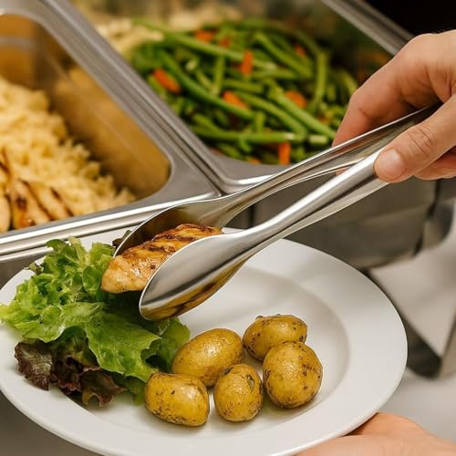 Cuisinox Polished Stainless Steel Serving Tongs, 9.5"