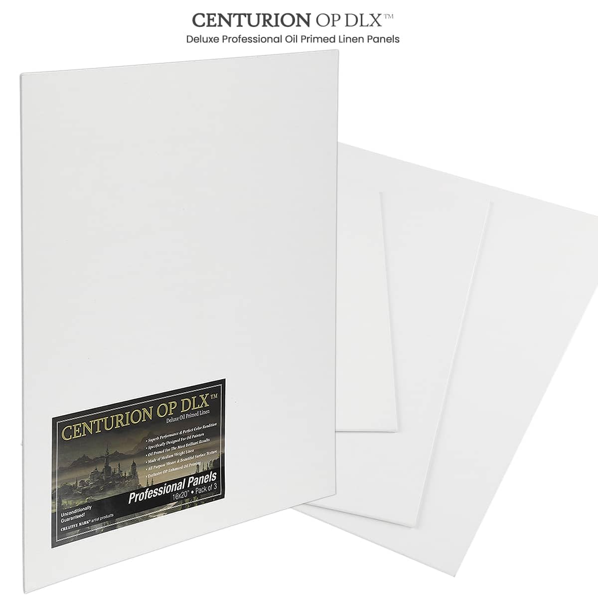 Centurion Deluxe Professional Oil Primed Linen Canvas Panels - 12"x16" - 3 Pack of Linen Canvases for Painting, Artwork and More