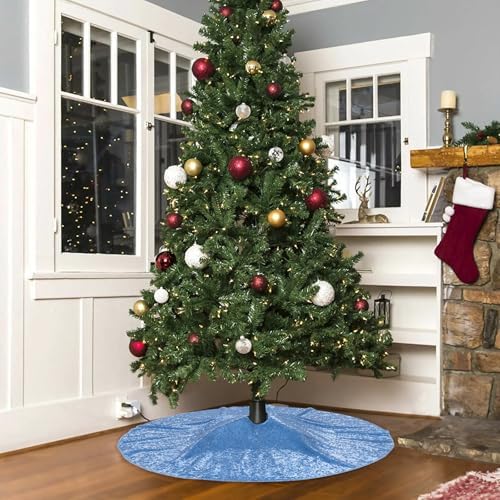 Poise3EHome Baby Blue Christmas Tree Skirt, 36 Inch Sequin Tree Skirt