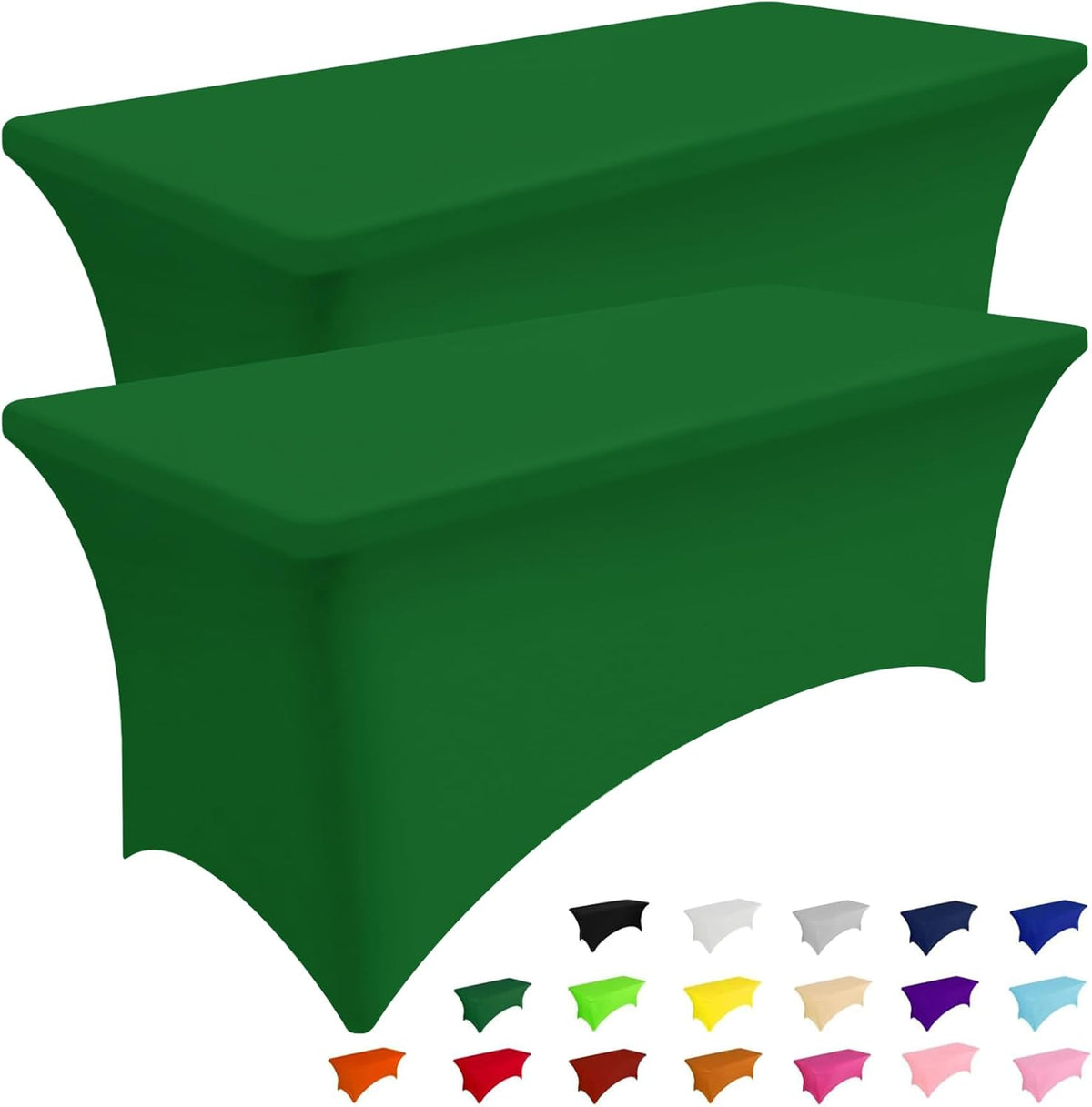 Smiry 2 Pack Spandex Table Cloth 6FT, Elastic Fitted Stretch Tablecloths, Washable and Wrinkle Free Rectangular Patio Table Cover for Outdoor, Wedding, Banquet (Emerald Green, 72Lx30Wx30H Inch)