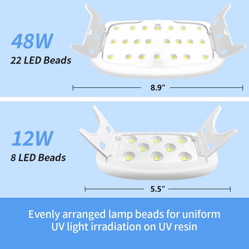 OSBANG 2 Pack UV Light for Resin, Large Size Foldable UV Resin Lamp and Mini Portable Light, Fast Curing and Light Weight UV Lamp, Resin Kits for Jewelry Making, DIY Craft