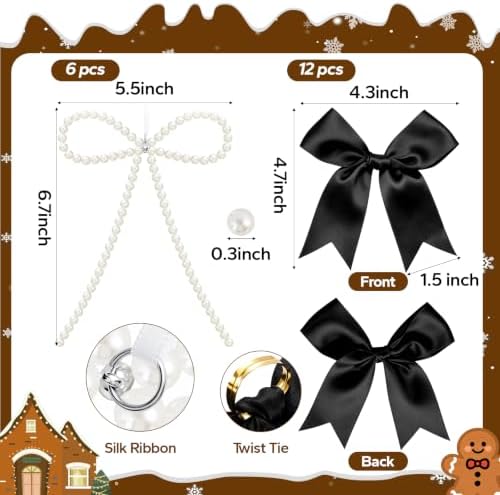 18 Pcs Pearl Bow Ornaments for Christmas Tree Toppers Decorations