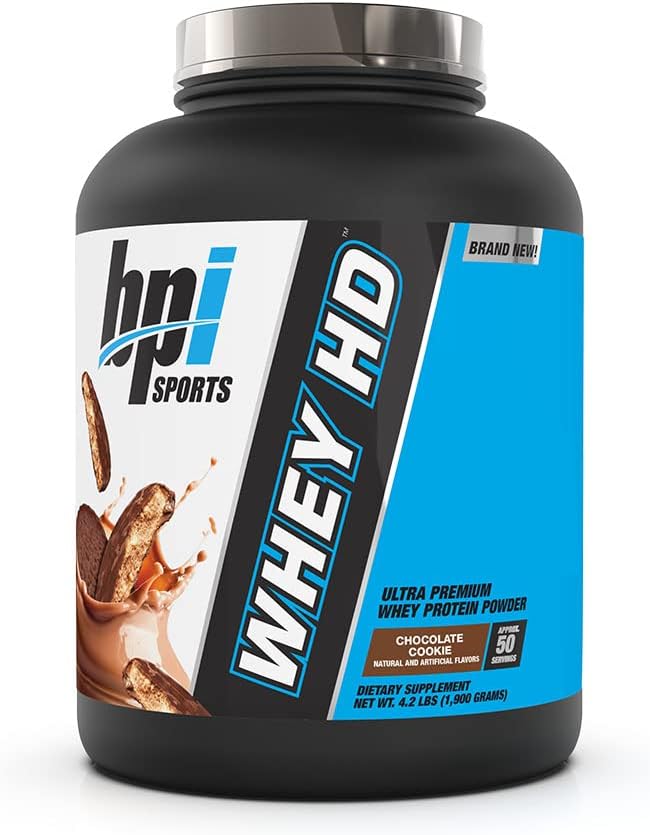 BPI Sports Whey HD Ultra Premium Protein Powder Isolate | Workout Whey Protein Powder For Men & Women for Muscle Gain | Milk Protein Concentrates | Chocolate Cookie/ Vanilla Caramel, 4.07 Pound