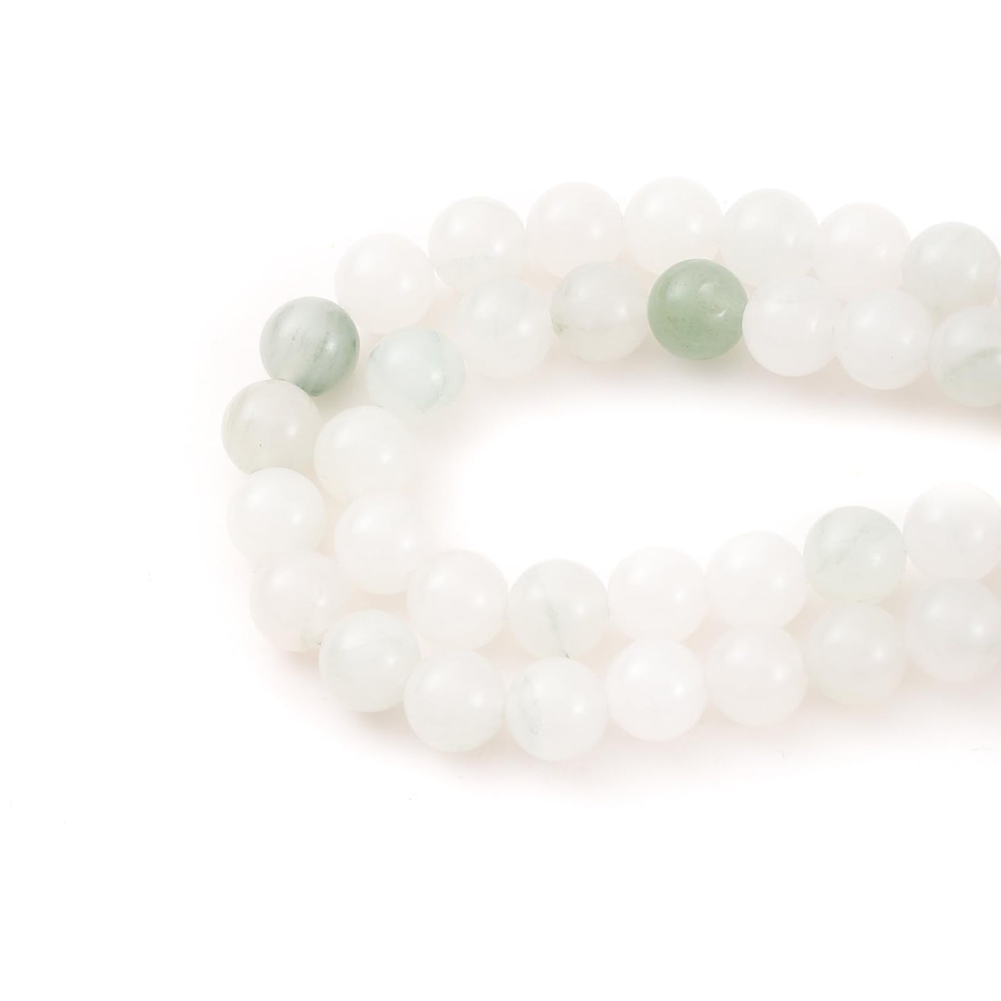 8mm 45pcs DIY Natural White Jade Stone Beads Round Healing Crystal Gemstone Loose Beads for Jewelry Making Handmade Bracelet Necklace