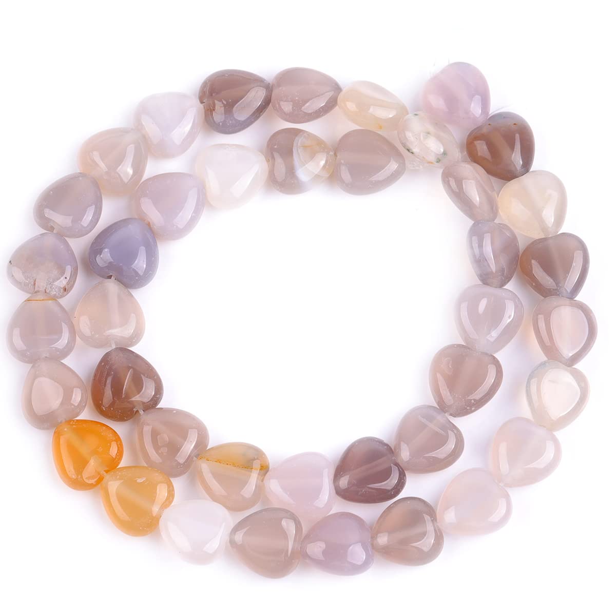 GEM-Inside 10mm Heart Charms Natural Gray Agate Gemstone Stone Beads for Jewelry Making Full 15" Strand Power Energy Healing Chakra Stone Beads