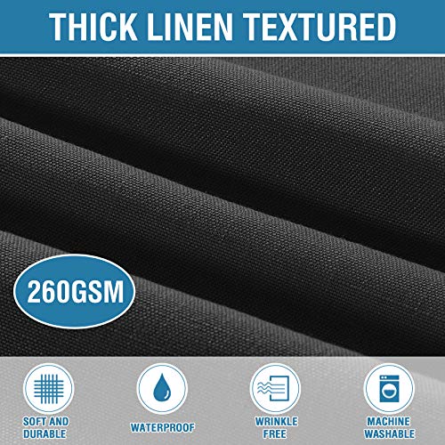 H.VERSAILTEX Linen Textured Table Cloths Round 60 Inch Premium Solid Tablecloth Spill-Proof Waterproof Table Cover for Dining Buffet Feature Extra Soft and Thick Fabric Wrinkle Free, Black - color: Black, size: 60" (Round)