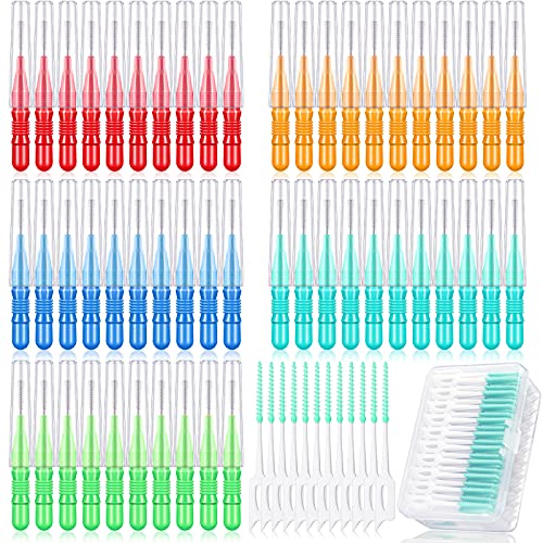 Patelai 350 Pieces Interdental Brush Tooth Floss Tooth Cleaning Tool Toothpick Dental Flossing Head Oral Flosser Soft Picks Refill Dental Flosser Toothpick Cleaners(Mixed Color)