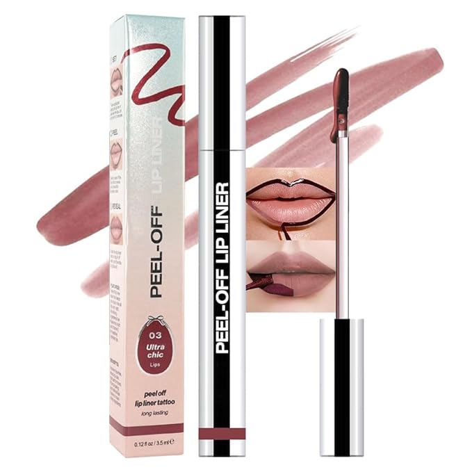Matte Lip Stain Peel Off Lip Liner, Brownish Red Peel Off Lip Stain Tattoo,Long Lasting & Waterproof Peel Off Lip Gloss Lip Liner,Transfer-Proof All Skin Types.0.12 fl oz #03