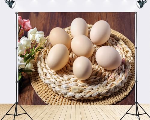 Trykid 10x10ft Natural Brown Egg Backdrop Fresh Farm Egg Still Life Photography Background Food Themed Party Decoration Tapestry Photo Booth Prop Fabric - size: 10x10ft